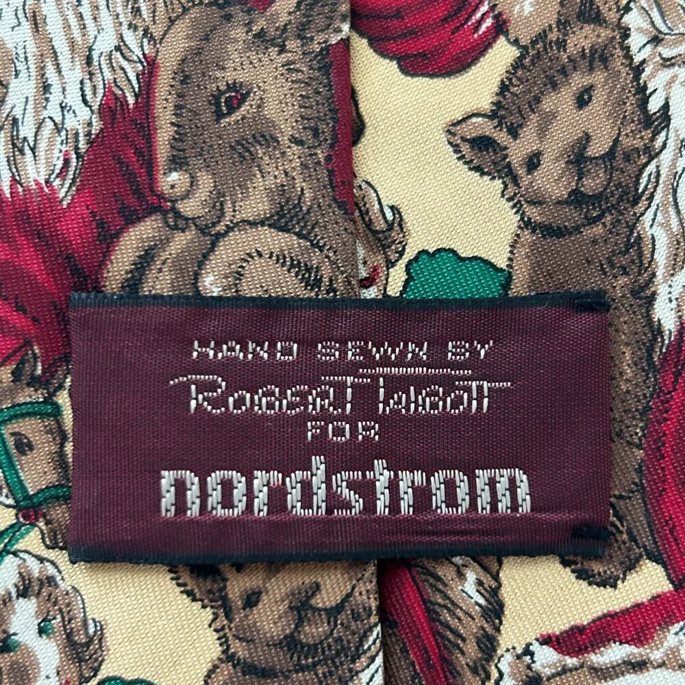 Robert Talbott Nordstrom Mens Hand Sewn Silk Neck Tie Santa Christmas USA Long